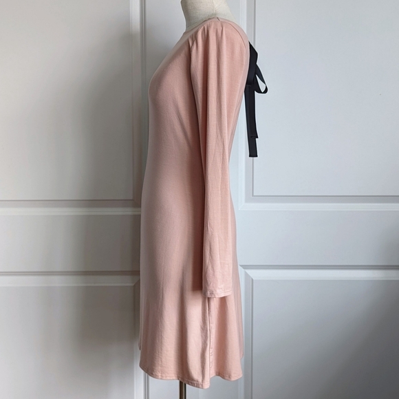 Reformation Avant Mini Dress Long Sleeve Open Back Ribbon Ties Blush Pink M NWT - Picture 5 of 14